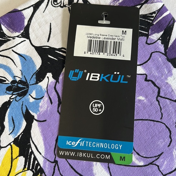 Ibkul Long Sleeve Golf Crew Neck Top Medaline Print Lavander - Picture 9 of 10